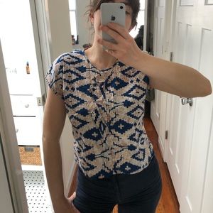 Vintage batik print woven cotton top